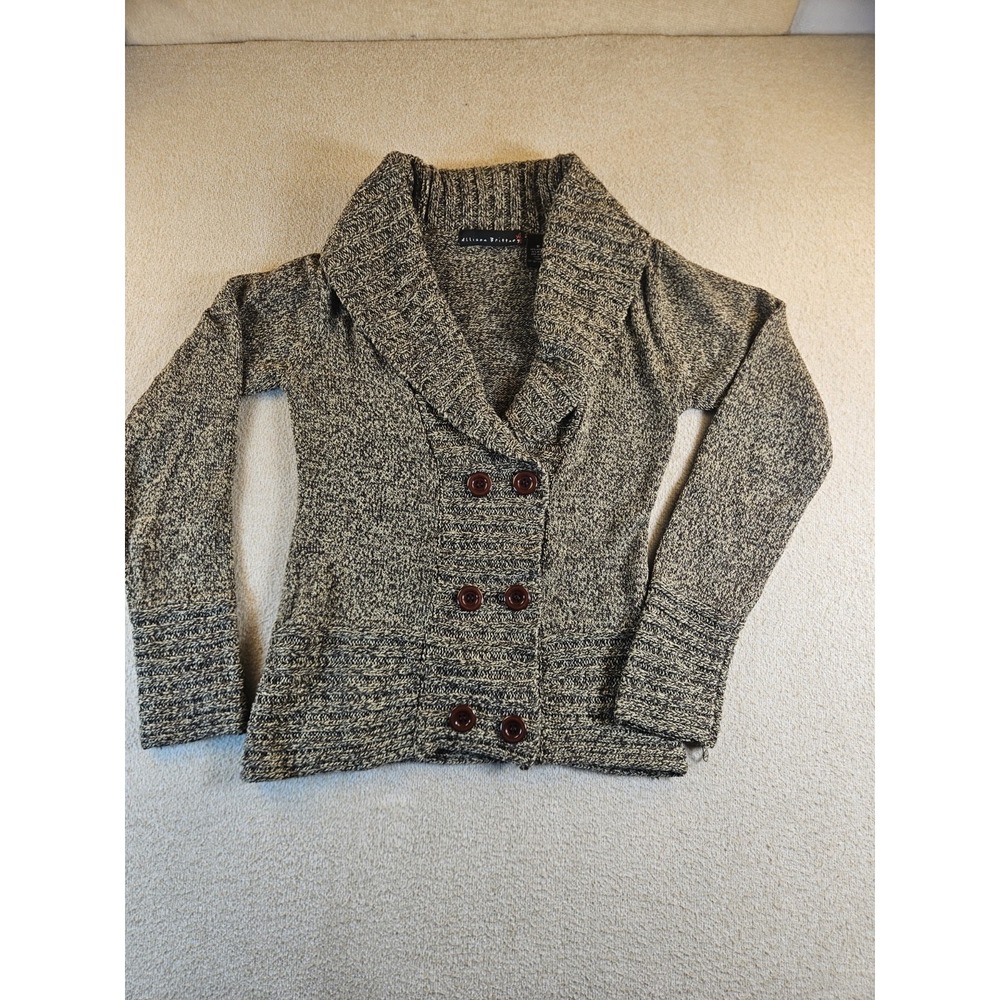 Allison Brittney Womens Cardigan Sweater Size S Marled Button Front Shawl Collar